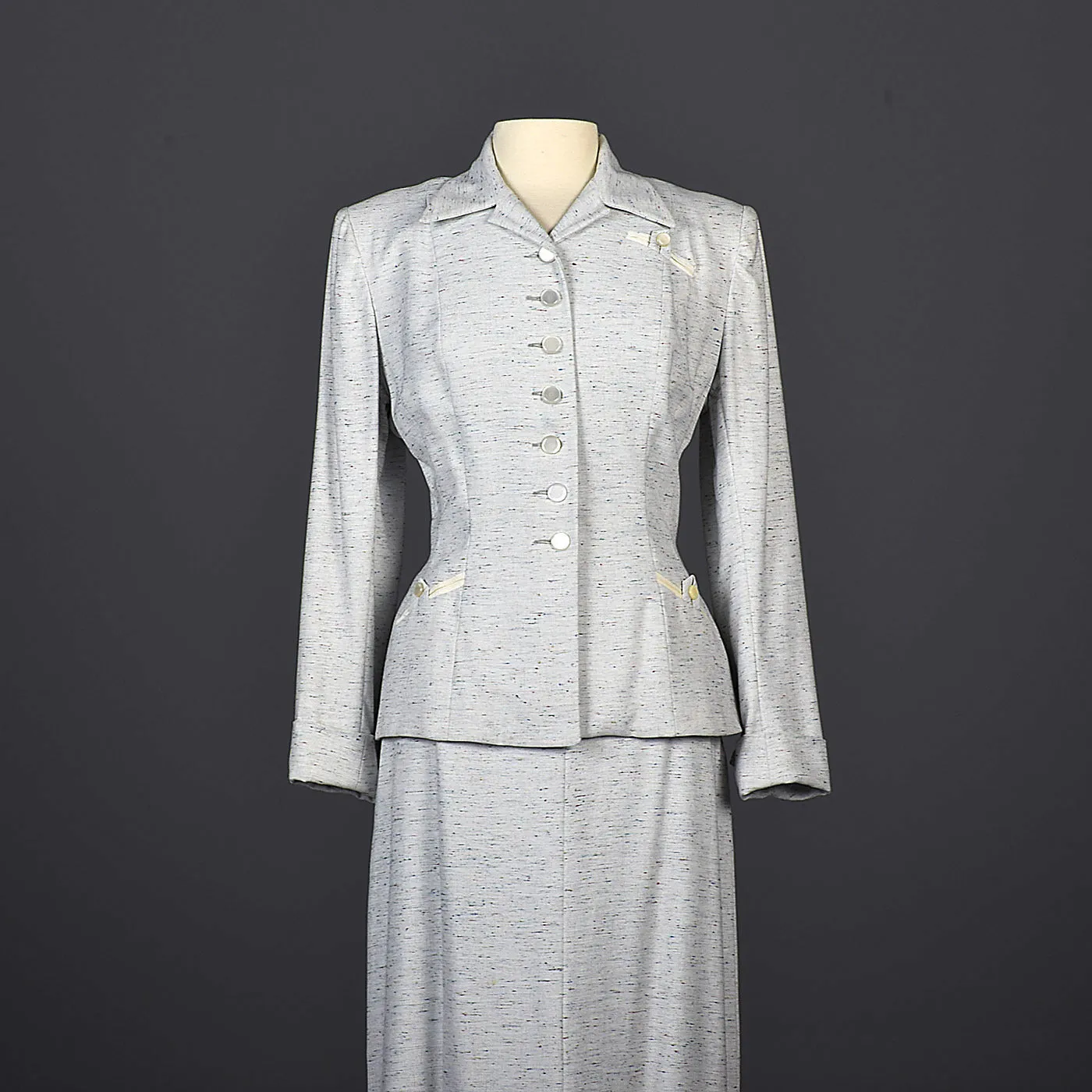 1940s Rainbow Fleck Skirt Suit