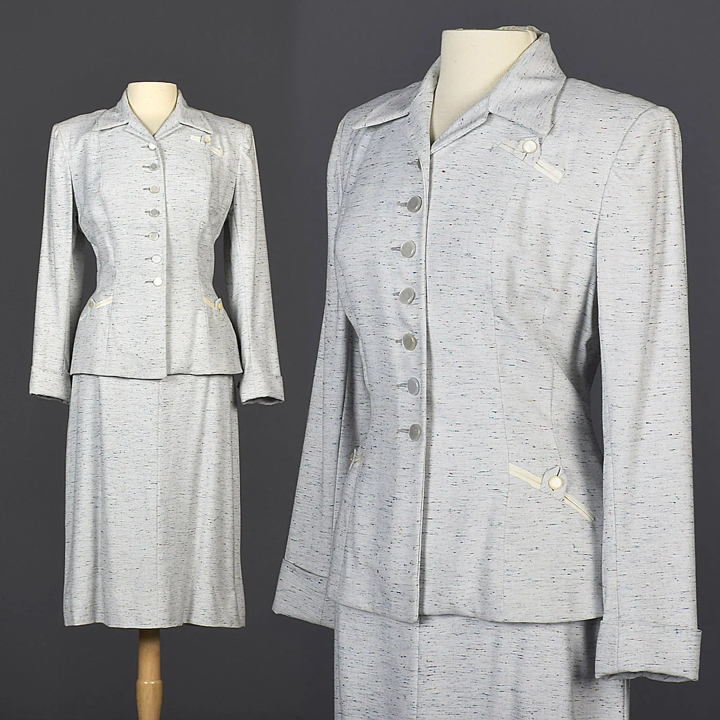 1940s Rainbow Fleck Skirt Suit