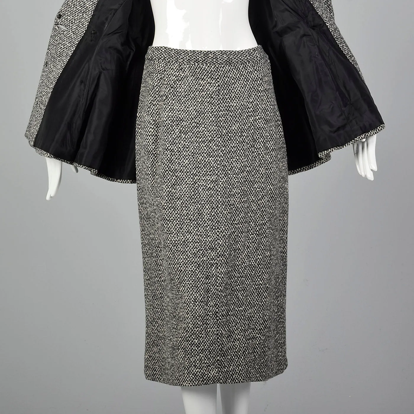 1950s Wool Tweed Skirt Suit with Sculptable Portrait Collar