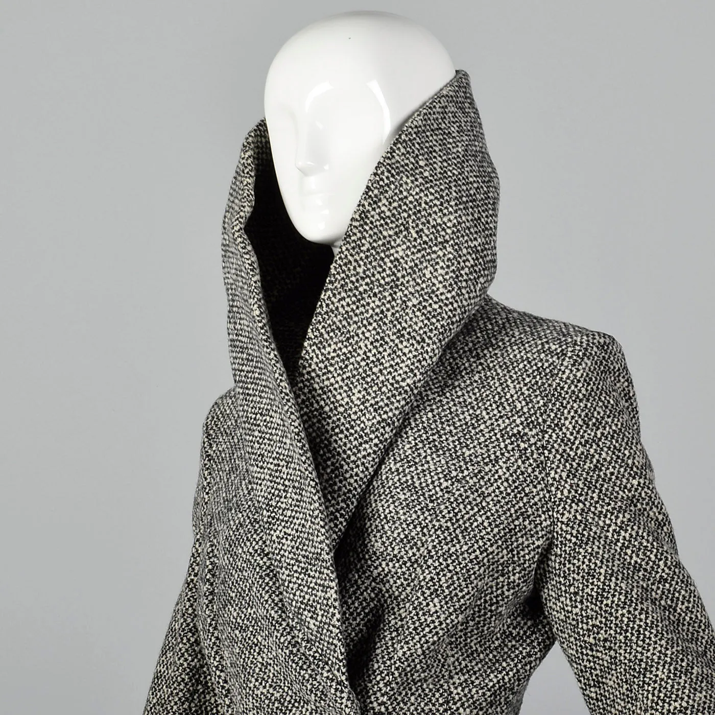 1950s Wool Tweed Skirt Suit with Sculptable Portrait Collar