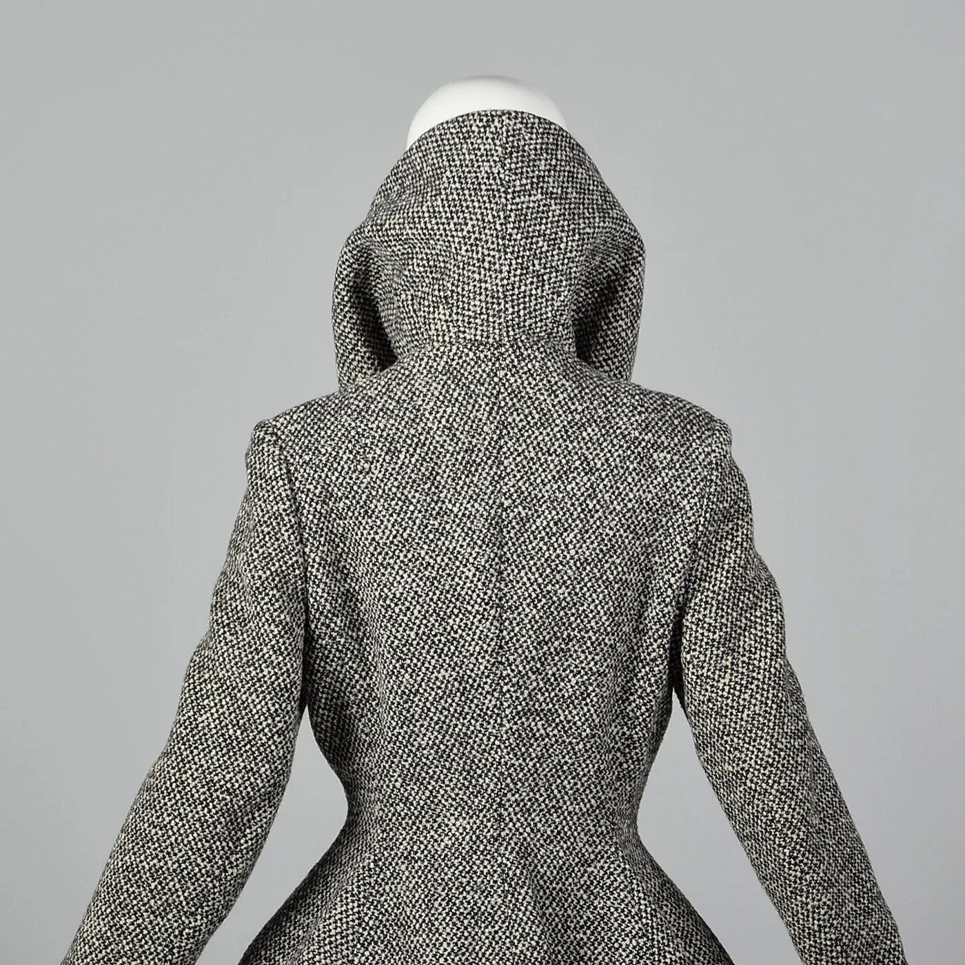 1950s Wool Tweed Skirt Suit with Sculptable Portrait Collar