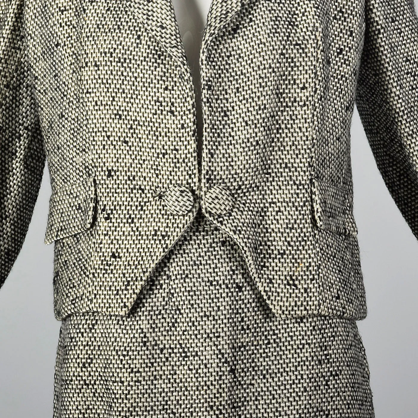 1960s Black and White Tweed Skirt Suit