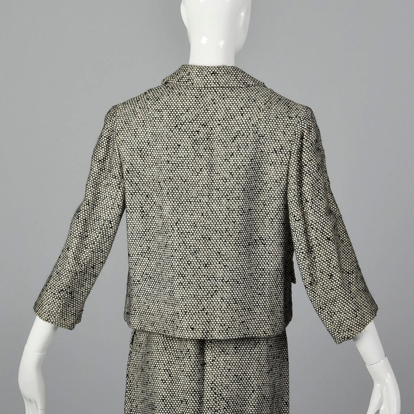 1960s Black and White Tweed Skirt Suit
