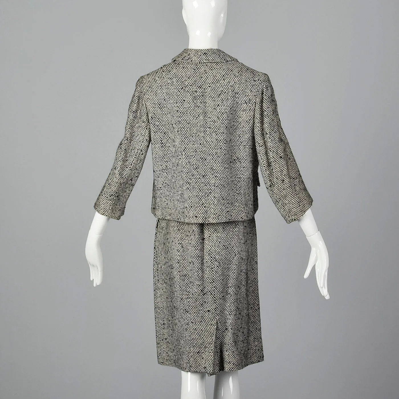 1960s Black and White Tweed Skirt Suit