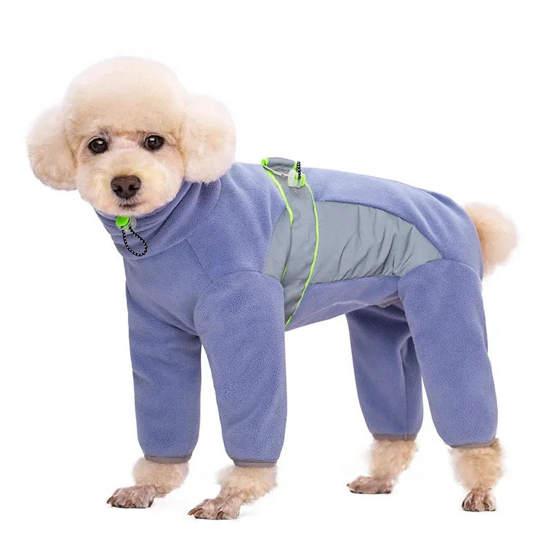 2024 Fleece Small Dog Clothes | Autumn Winter Reflective Jumpsuit for Small Breeds | Male & Female Design Overalls