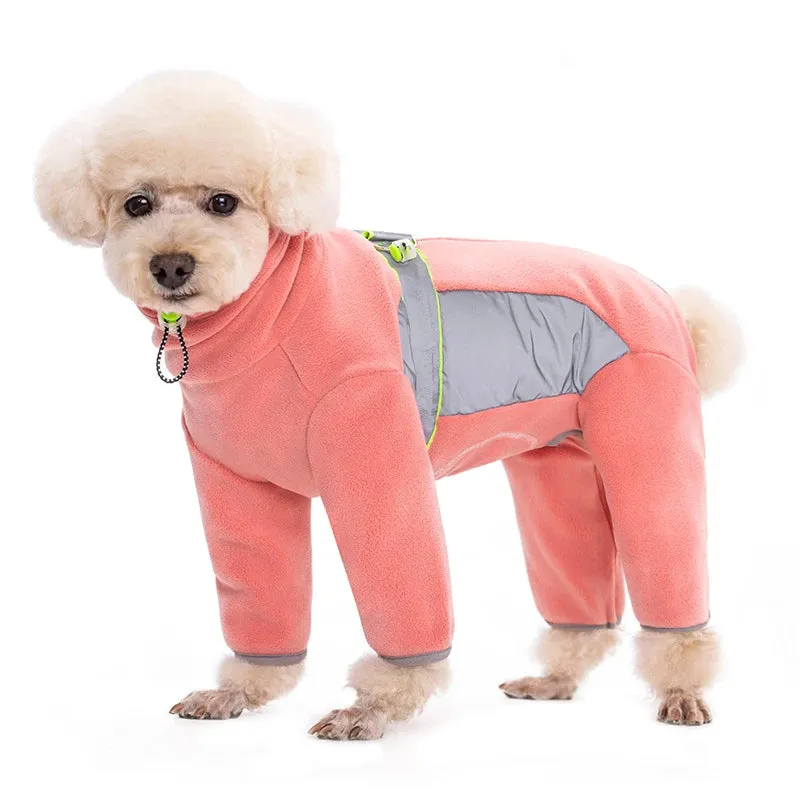 2024 Fleece Small Dog Clothes | Autumn Winter Reflective Jumpsuit for Small Breeds | Male & Female Design Overalls