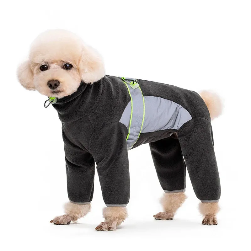 2024 Fleece Small Dog Clothes | Autumn Winter Reflective Jumpsuit for Small Breeds | Male & Female Design Overalls