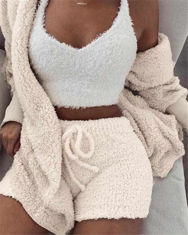 3Pcs Womens Clothing Long Sleeve Crop