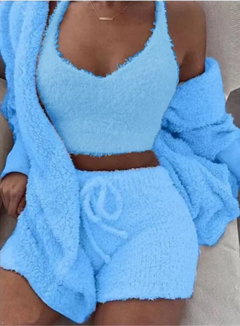 3Pcs Womens Clothing Long Sleeve Crop