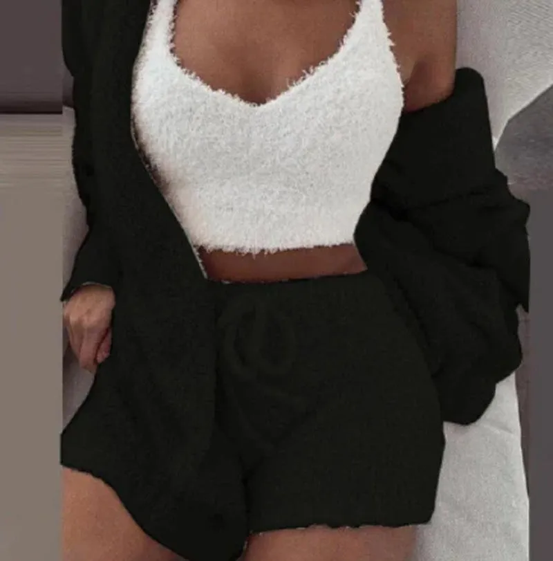 3Pcs Womens Clothing Long Sleeve Crop