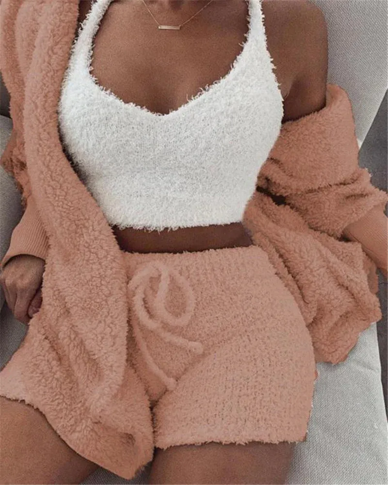 3Pcs Womens Clothing Long Sleeve Crop