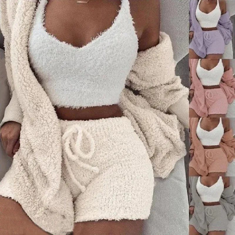 3Pcs Womens Clothing Long Sleeve Crop