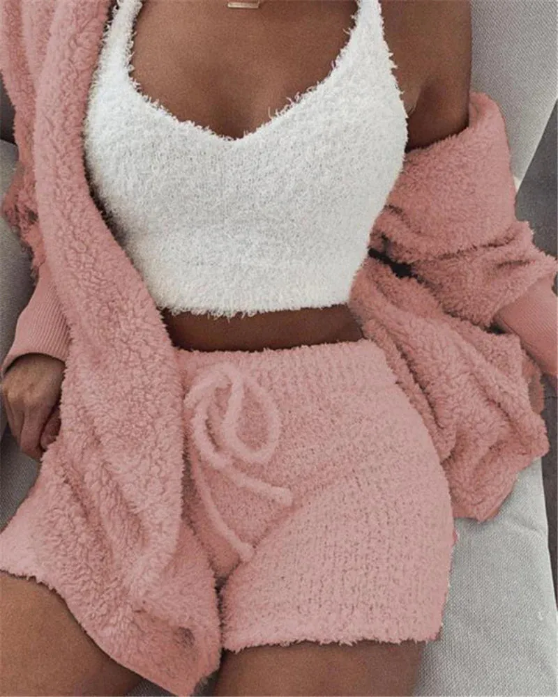 3Pcs Womens Clothing Long Sleeve Crop