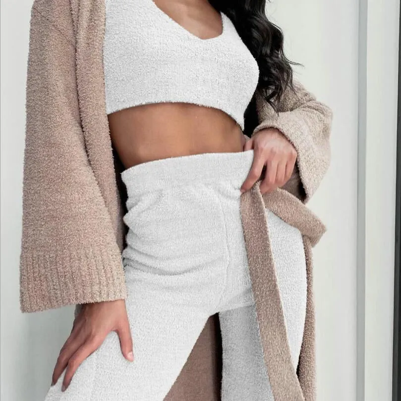 3Pcs Womens Clothing Long Sleeve Crop