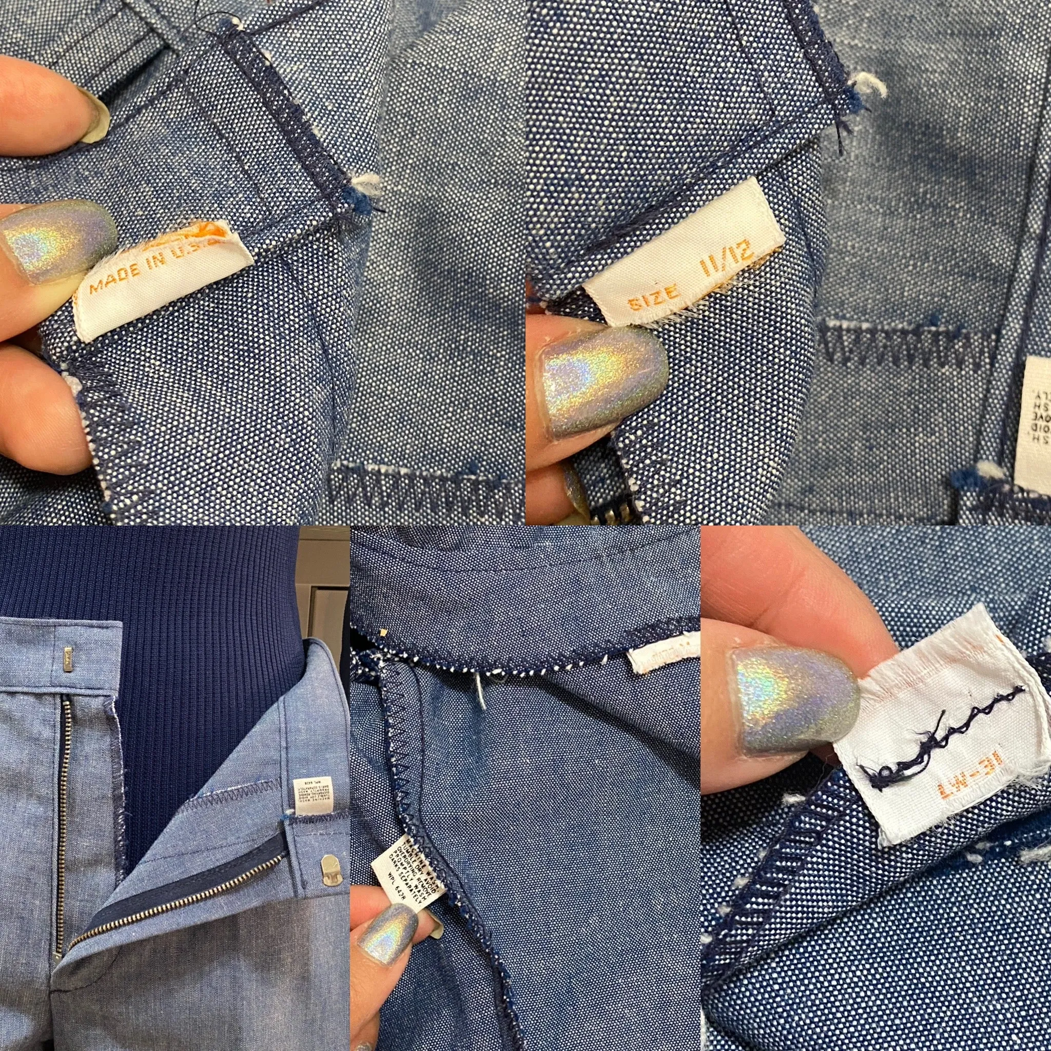 70s 2PC Denim Chambray Wide Leg Pantsuit (M, 30"W) - Cropped Jacket