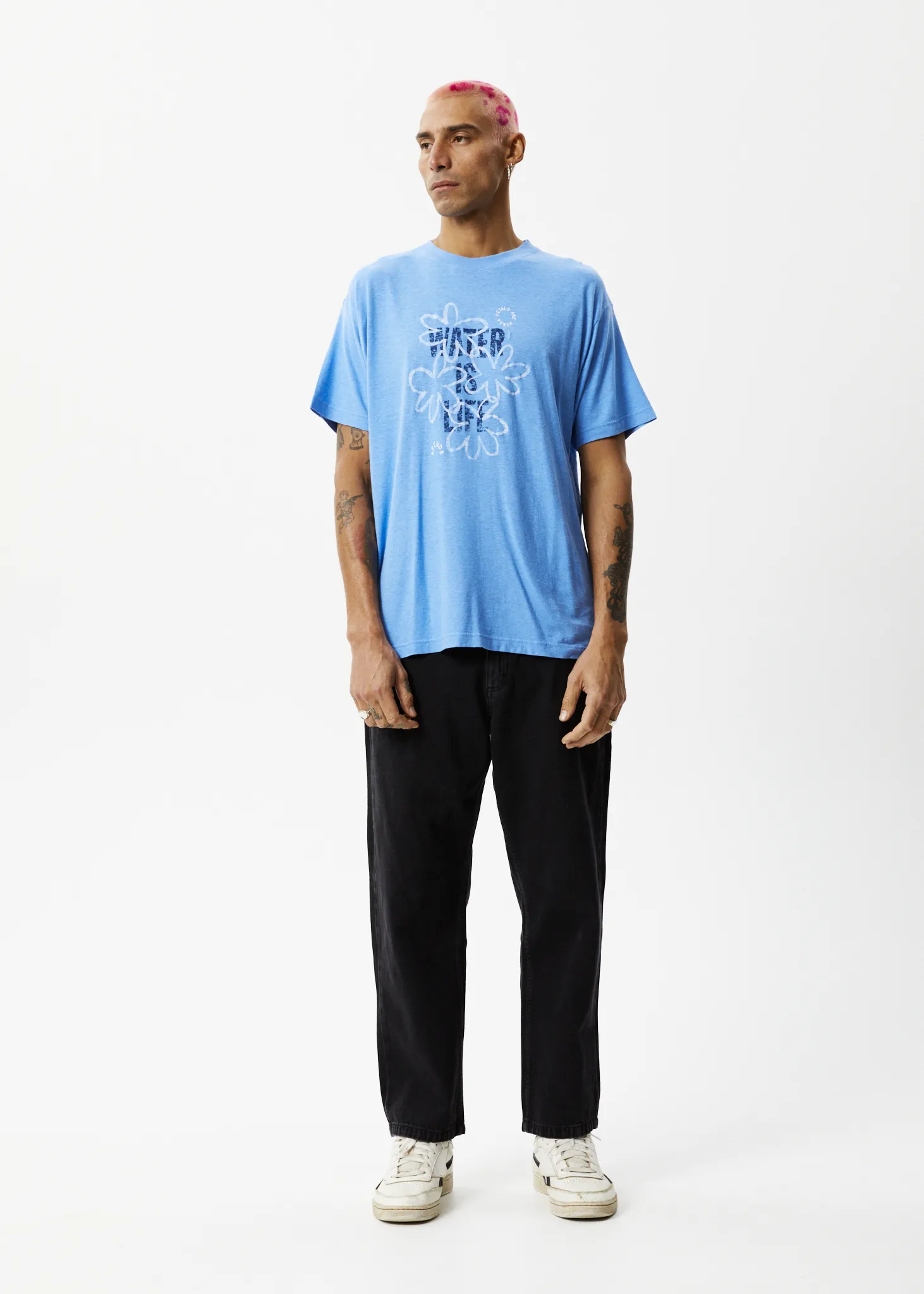 AFENDS Mens Waterfall - Boxy Graphic T-Shirt - Arctic