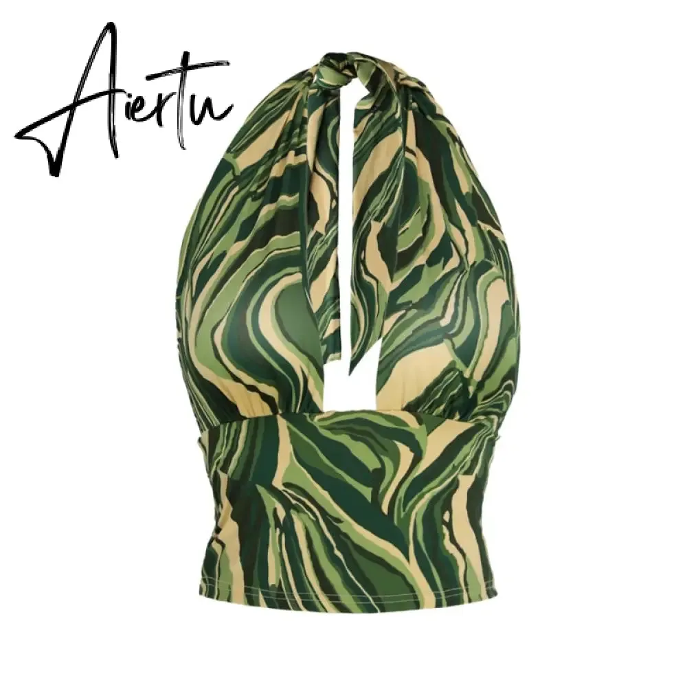 Aiertu Sexy Women Floral Print Vest Tops Summer Ladies Backless Sleeveless Halter Tank Multiple Styles Casual Camisole