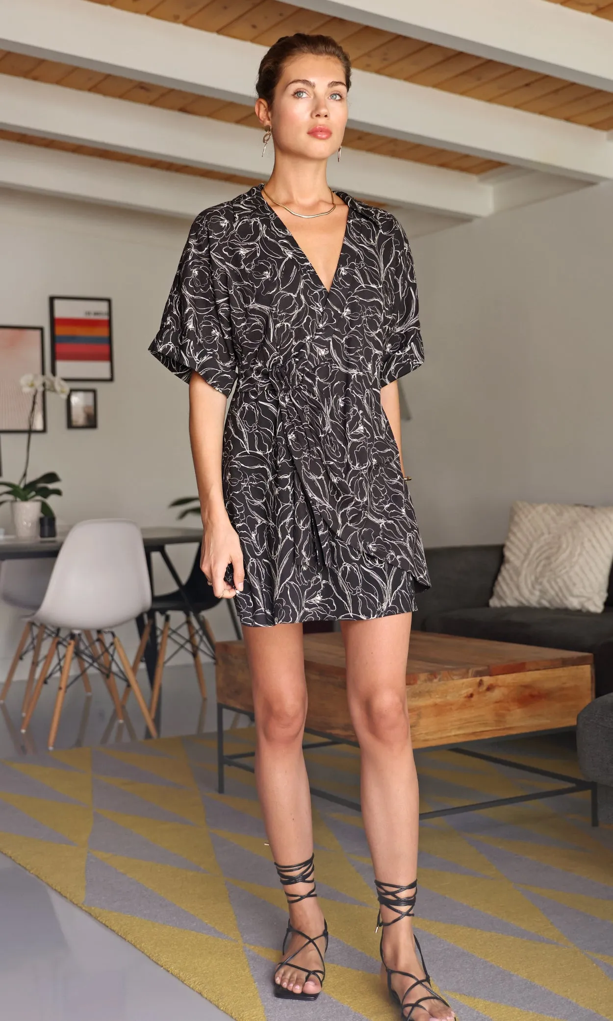 Amy Draped Over Collarded Short Dress