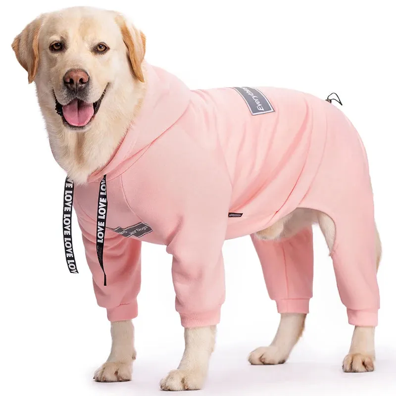 Autumn Winter Big Dog Clothes Hoodie Sporting Dog Jacket Warm Coat Fleece Reflective Pet Jumpsuit for Large Dog Labrador Costume