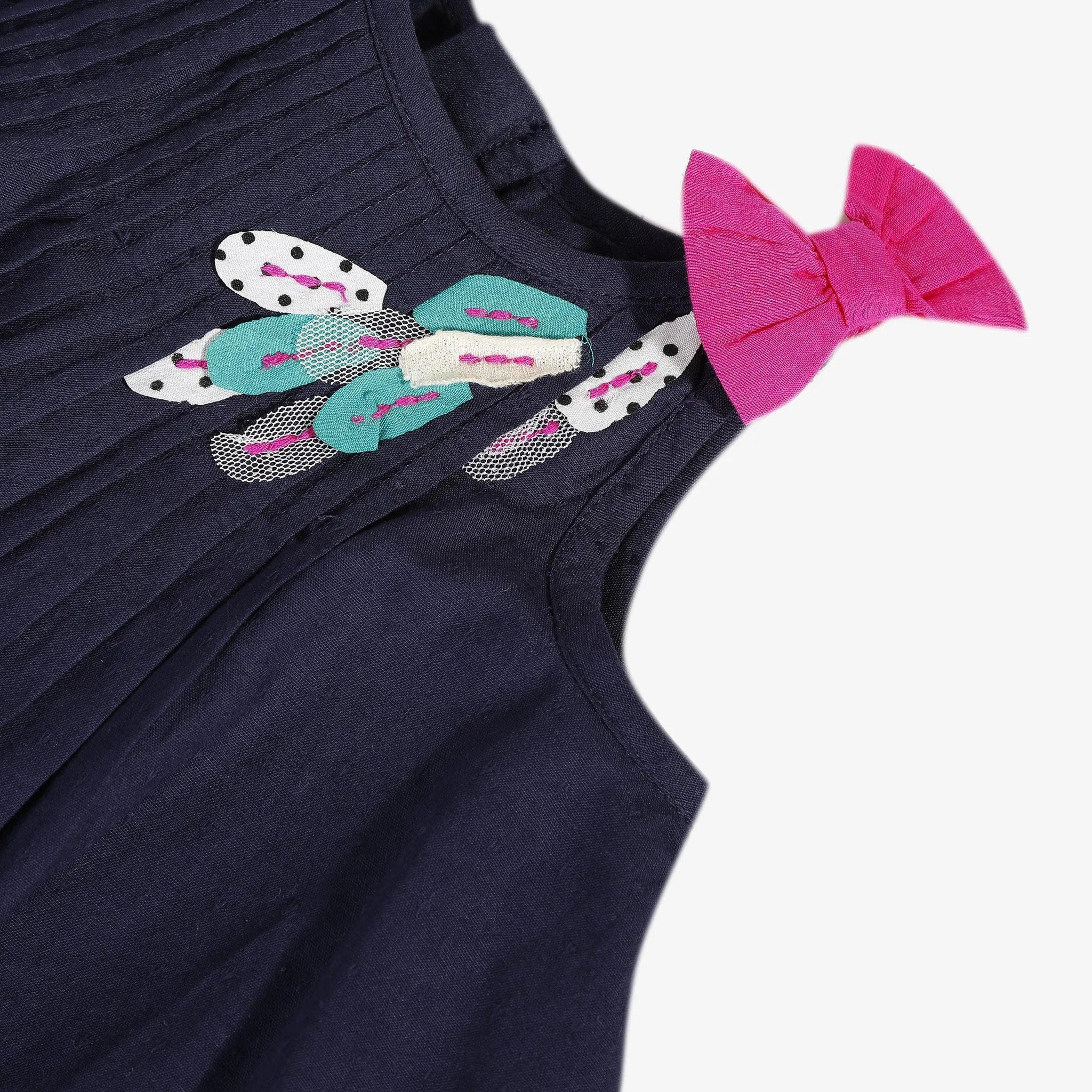 Baby girl navy blue sundress with bow