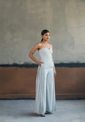 BANDEAU FLARED JUMPSUIT IN GREY