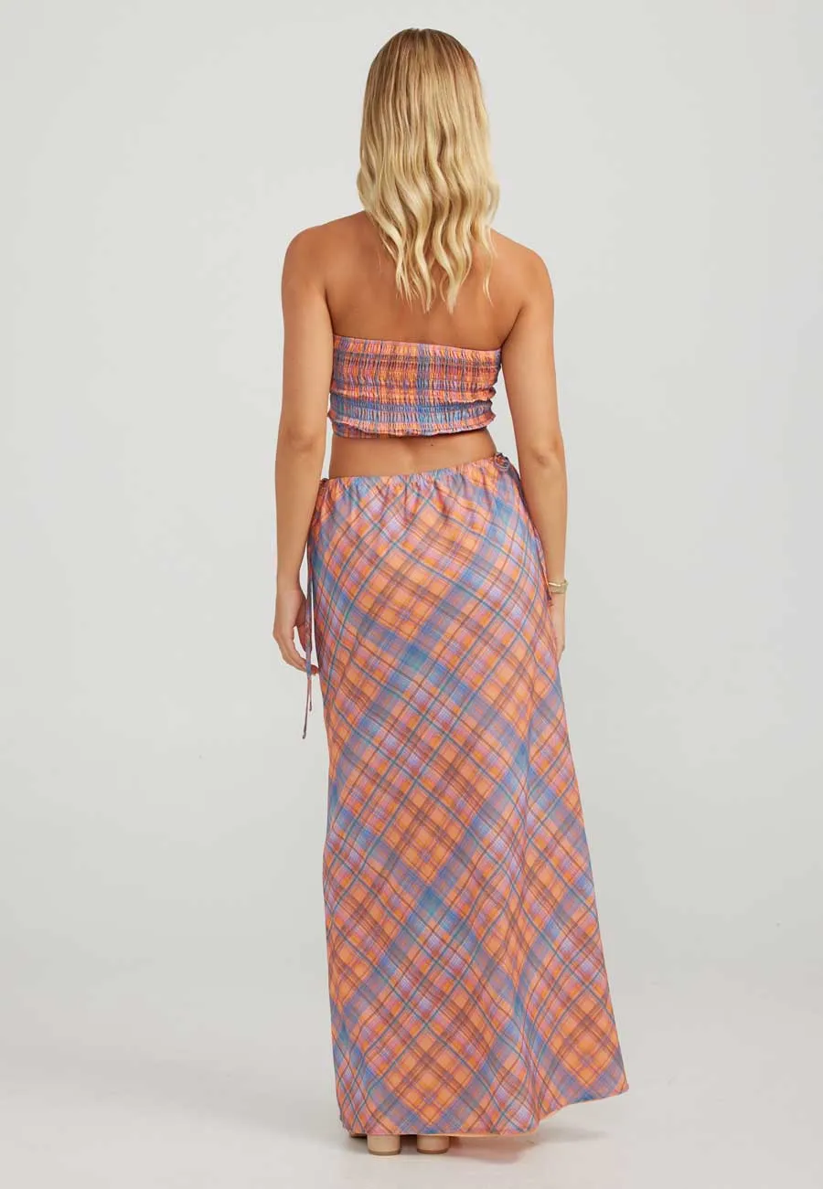 Charlie Holiday Bethany Maxi Skirt Peachy Check