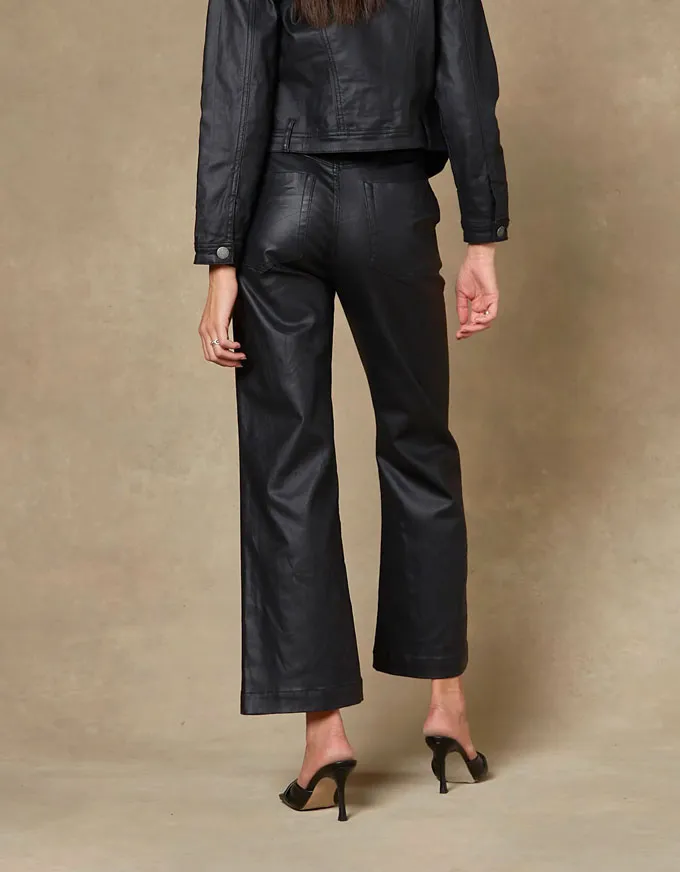 Cody Coated Kick Black Trouser
