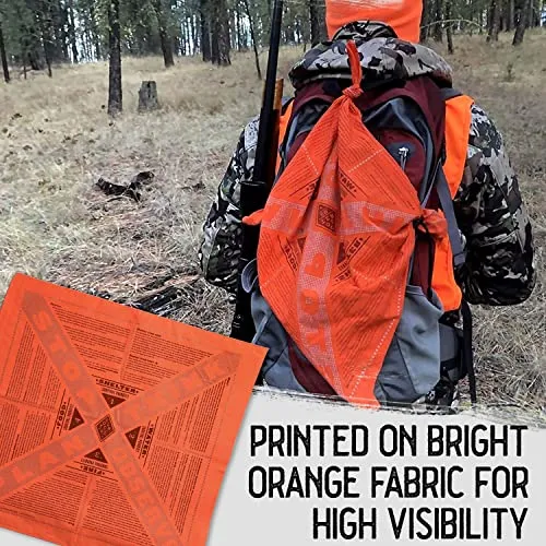 Colter Co. Stayin' Alive Reflective Survival Bandana - 100% Cotton & Unique Bandanas - Made in The USA - Orange