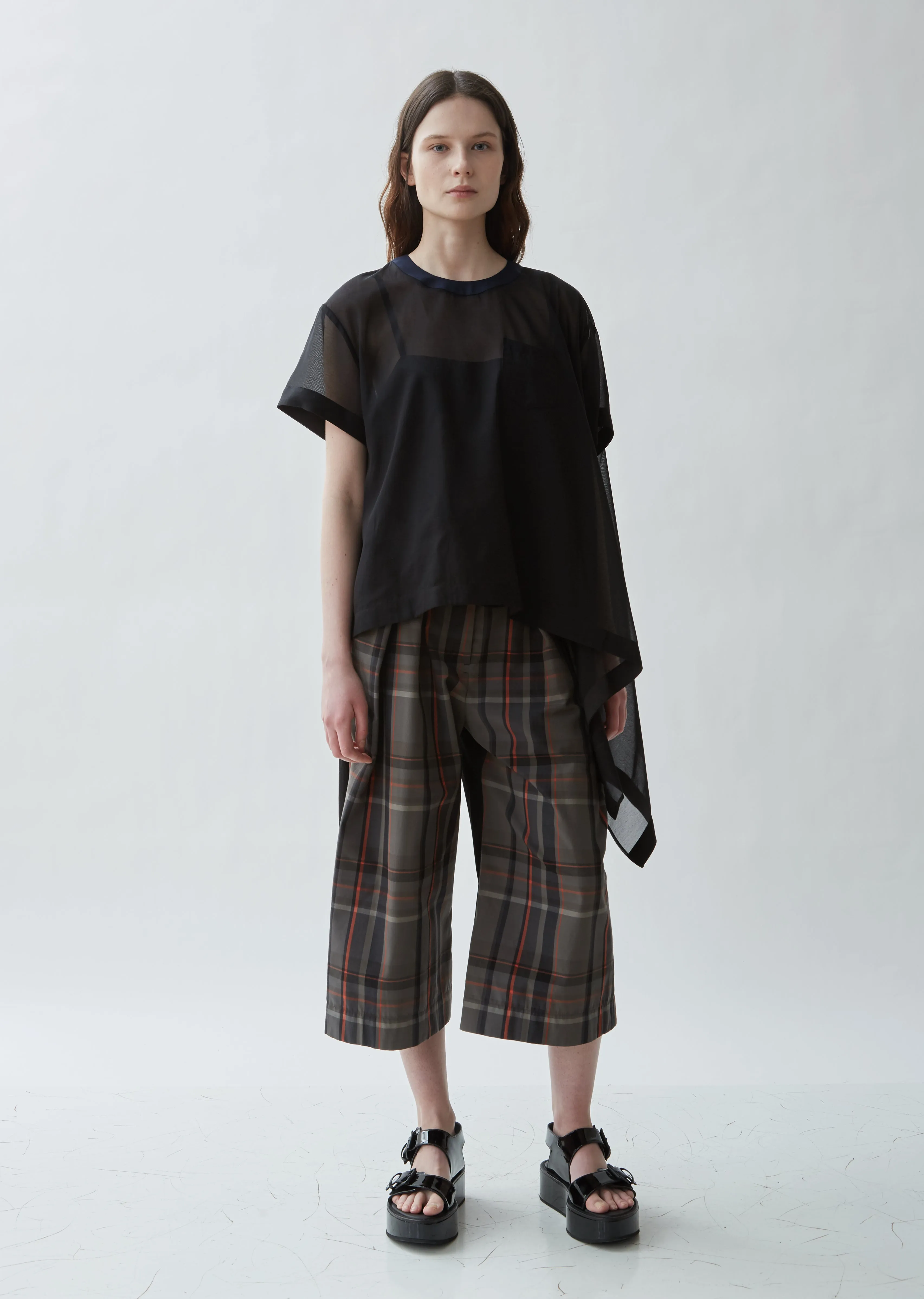 Draped Asymmetrical Organza Top