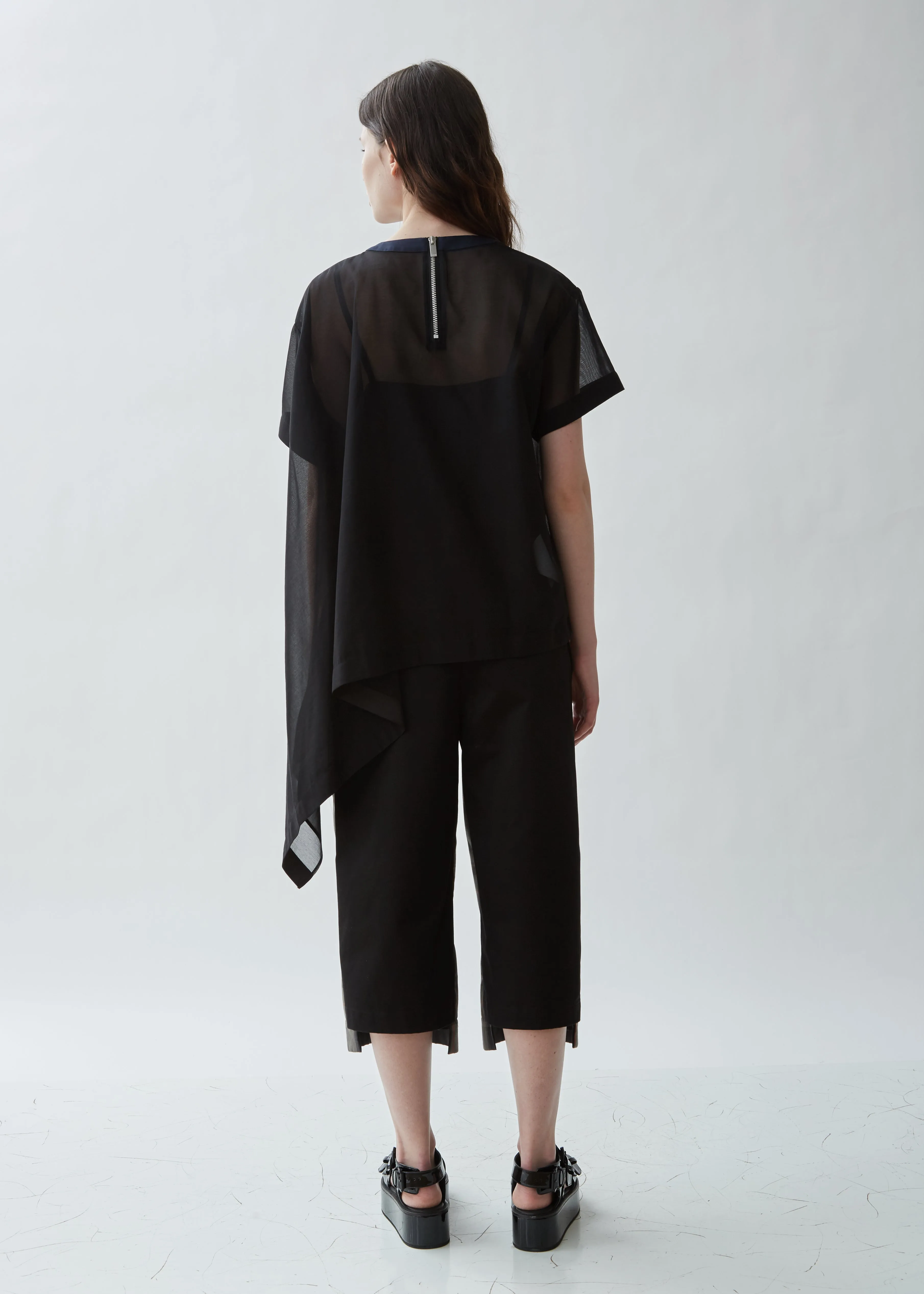 Draped Asymmetrical Organza Top