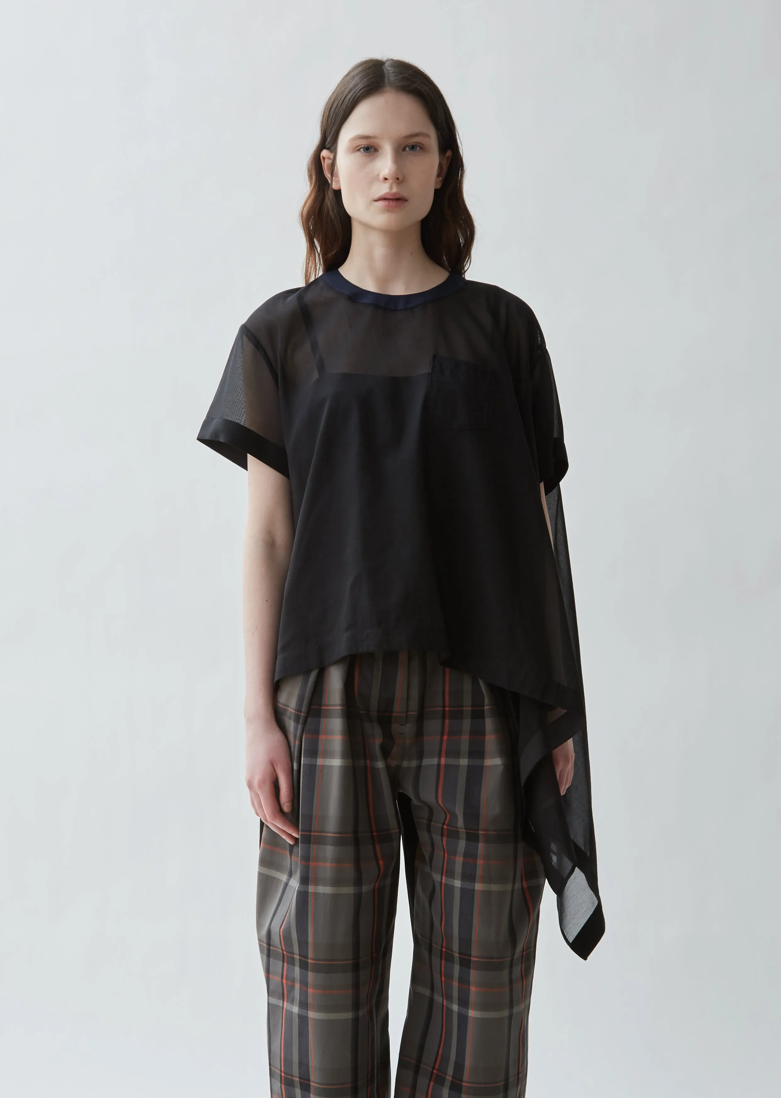 Draped Asymmetrical Organza Top