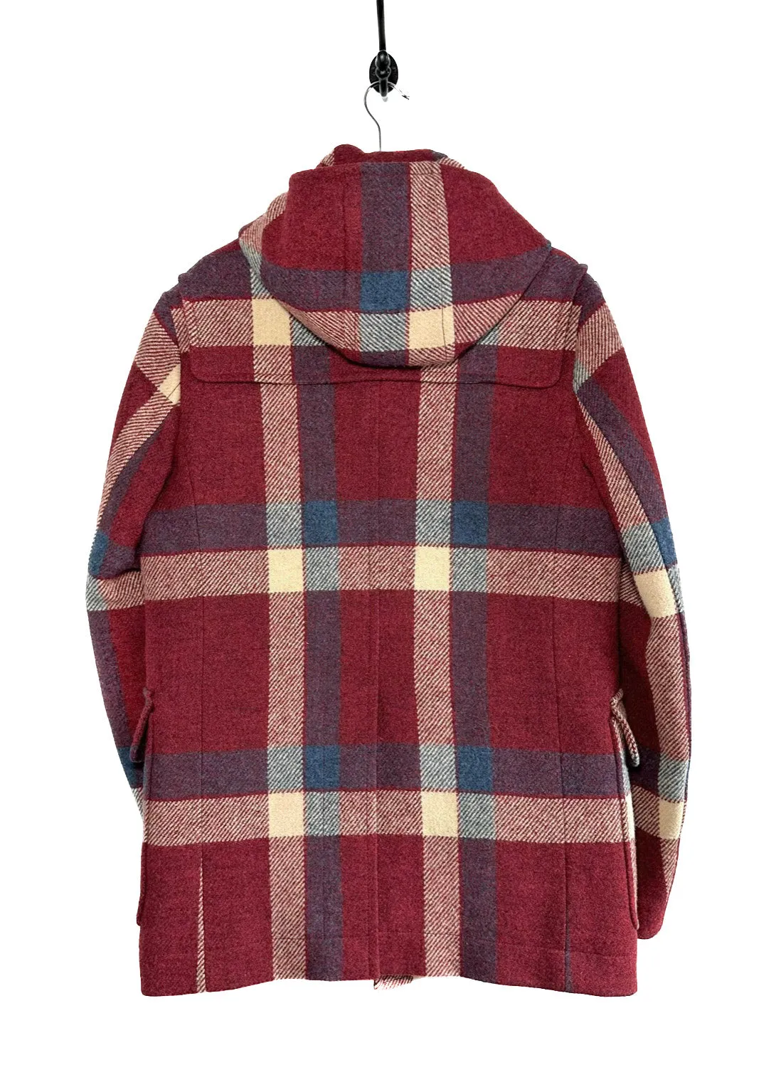 Dsquared2 Red Checkered Amovible Shearling Inside Duffle Coat
