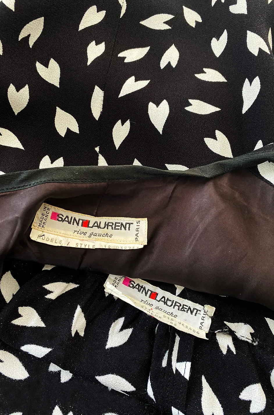 Fall 1982 Yves Saint Laurent Heart Print Black & White Suit Set