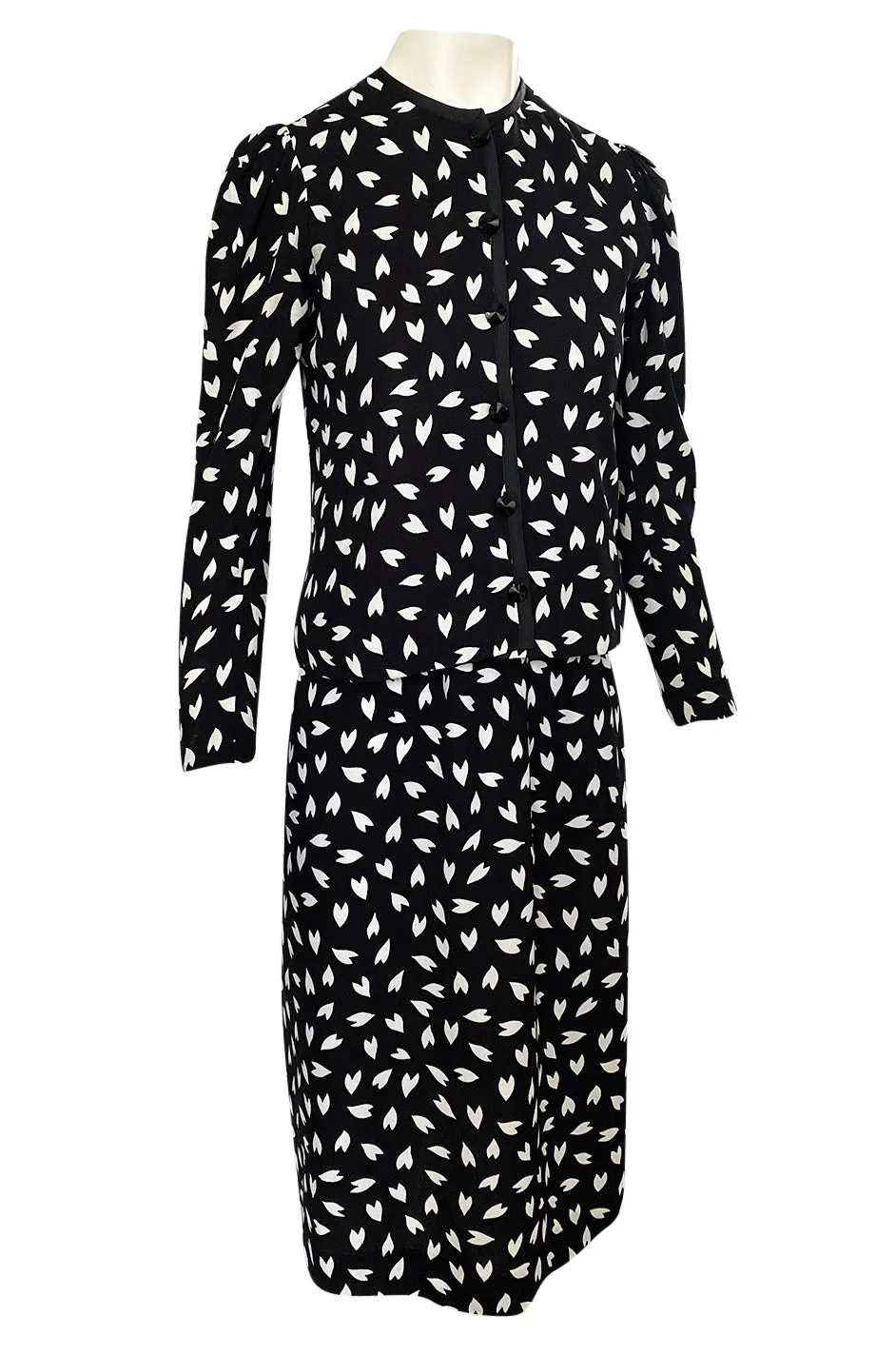 Fall 1982 Yves Saint Laurent Heart Print Black & White Suit Set