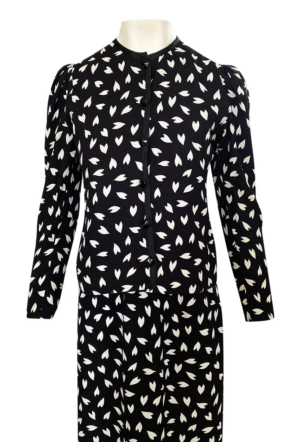 Fall 1982 Yves Saint Laurent Heart Print Black & White Suit Set