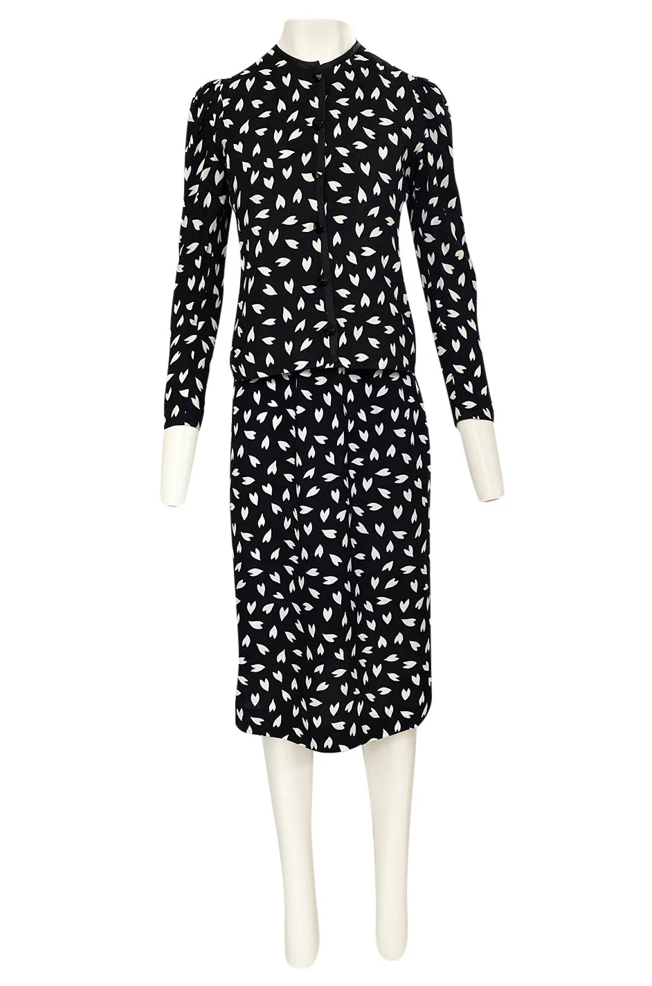 Fall 1982 Yves Saint Laurent Heart Print Black & White Suit Set