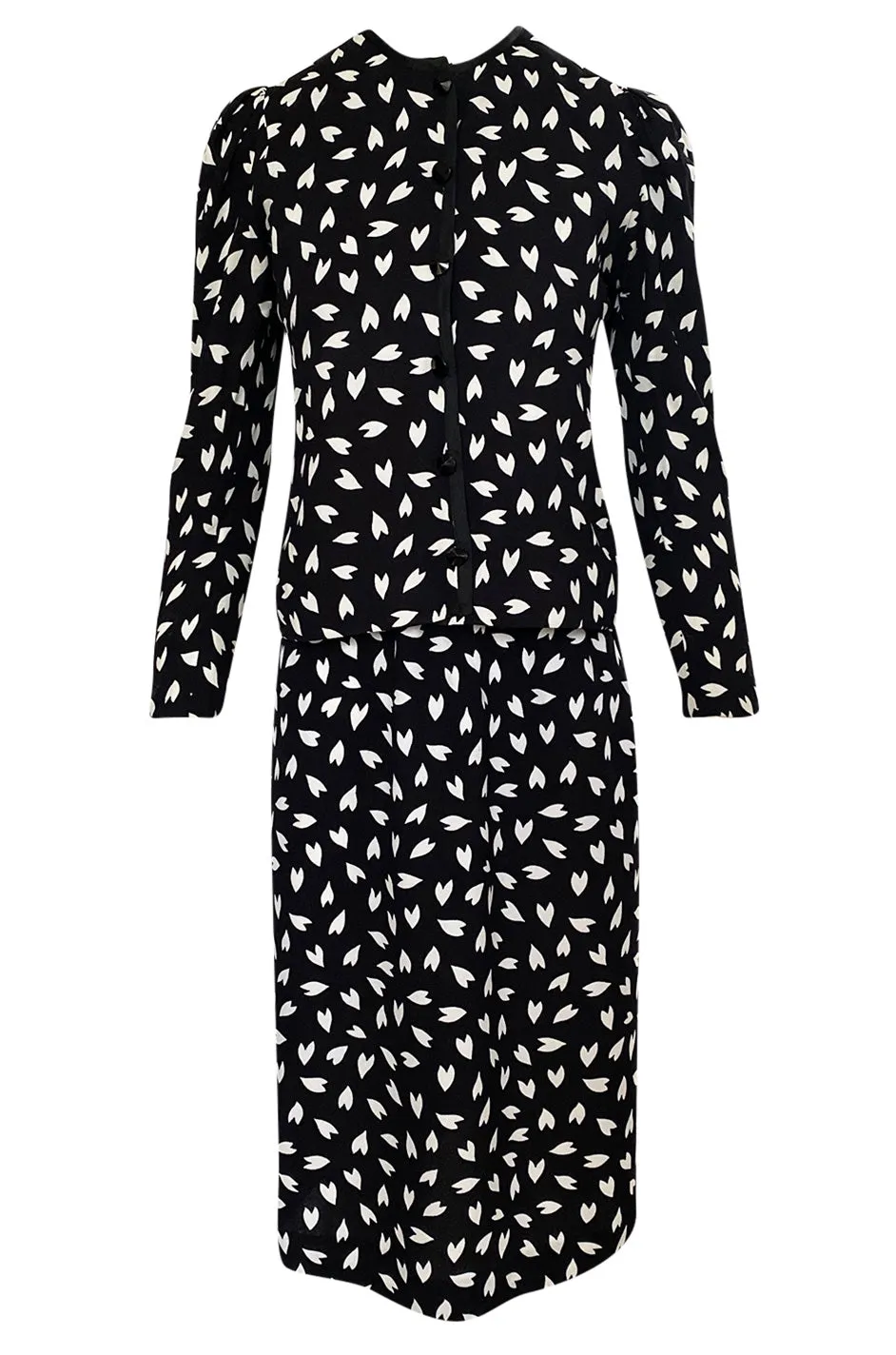 Fall 1982 Yves Saint Laurent Heart Print Black & White Suit Set