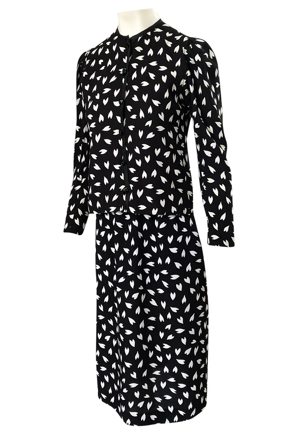 Fall 1982 Yves Saint Laurent Heart Print Black & White Suit Set