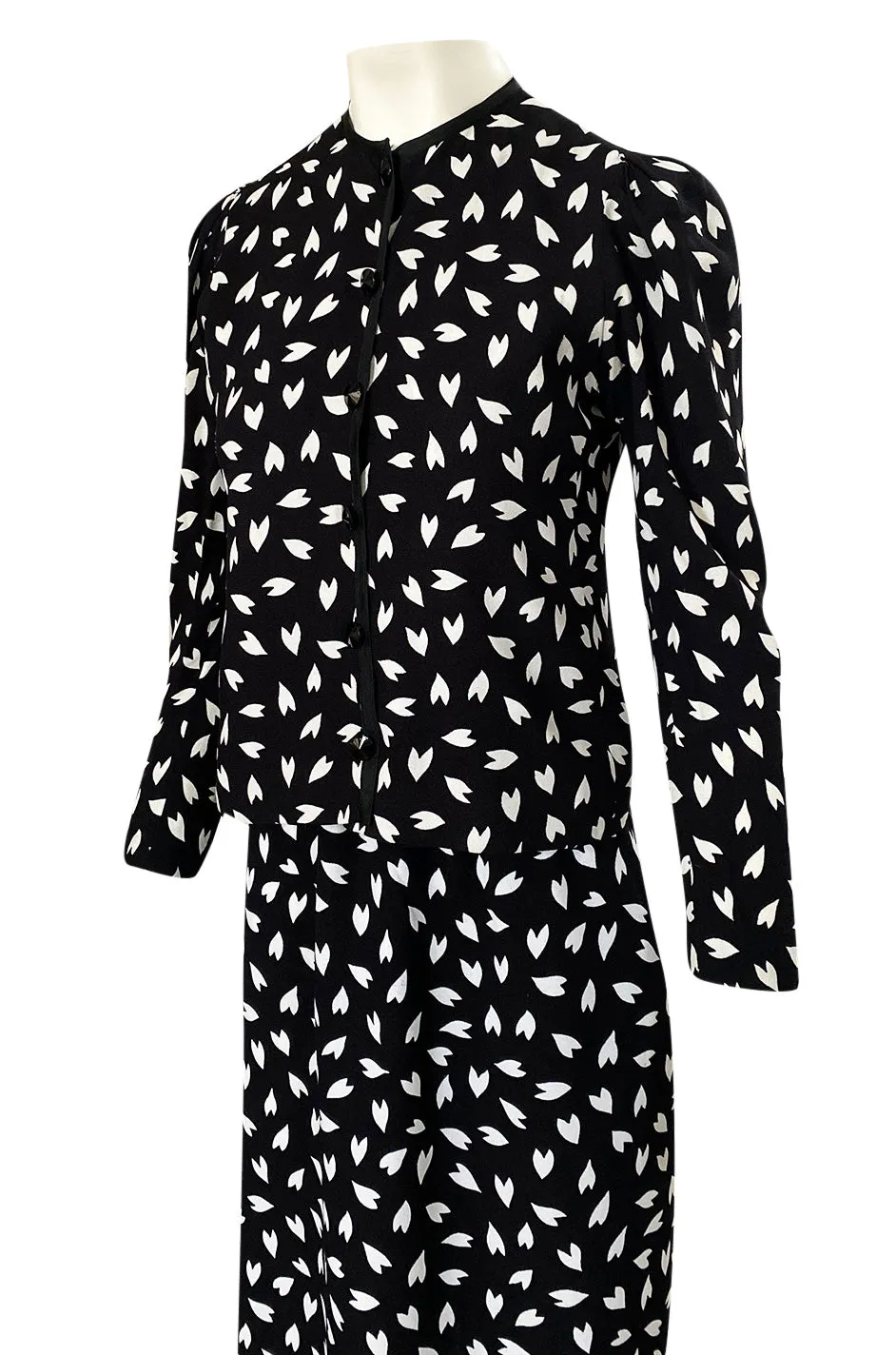 Fall 1982 Yves Saint Laurent Heart Print Black & White Suit Set