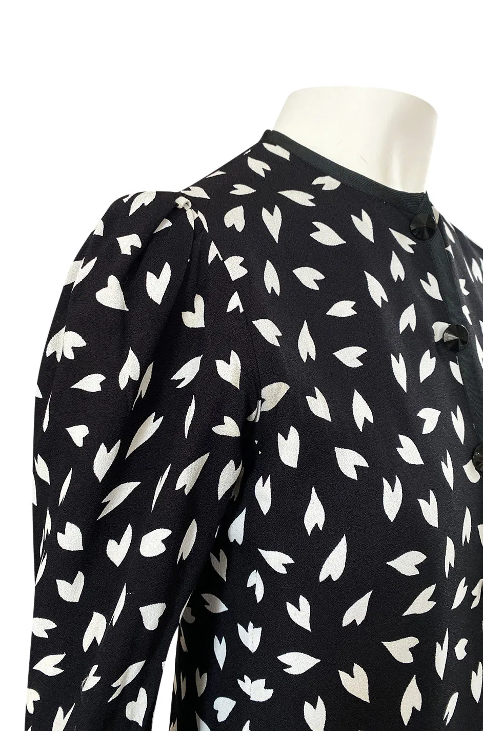 Fall 1982 Yves Saint Laurent Heart Print Black & White Suit Set