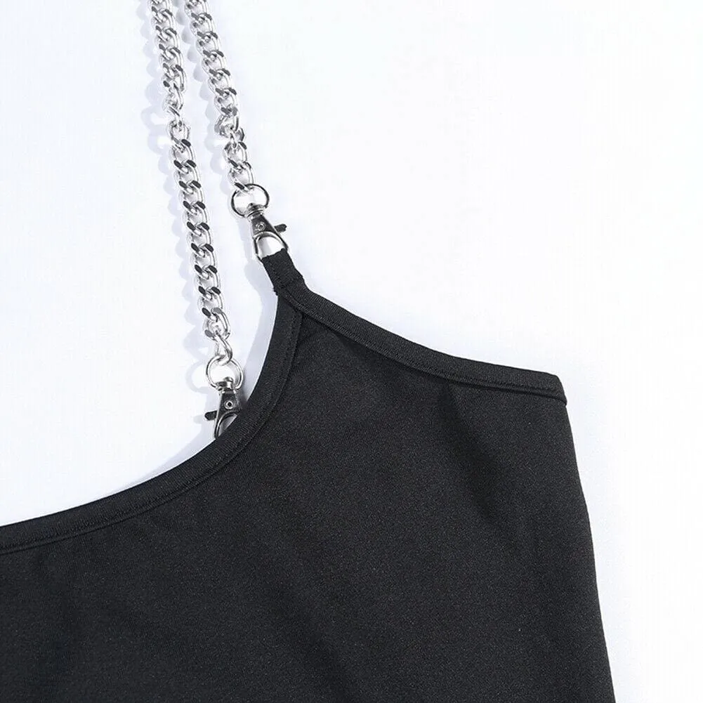 FashionSierra - Women Sleeveless Chain Strappy Backless Bodycon Dress Holiday Ladies Stretch Package Hip Summer Club Beach Sundress