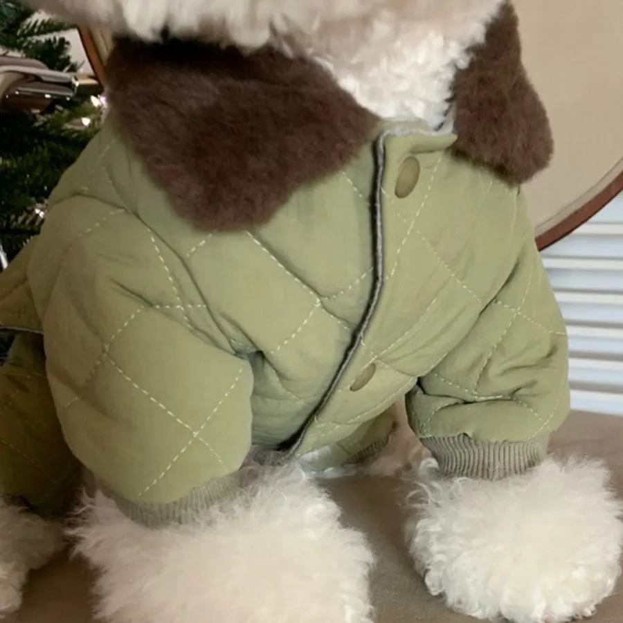 Fleece Waffle Pattern Dog Jumpsuits Jacket