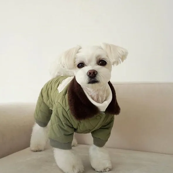 Fleece Waffle Pattern Dog Jumpsuits Jacket