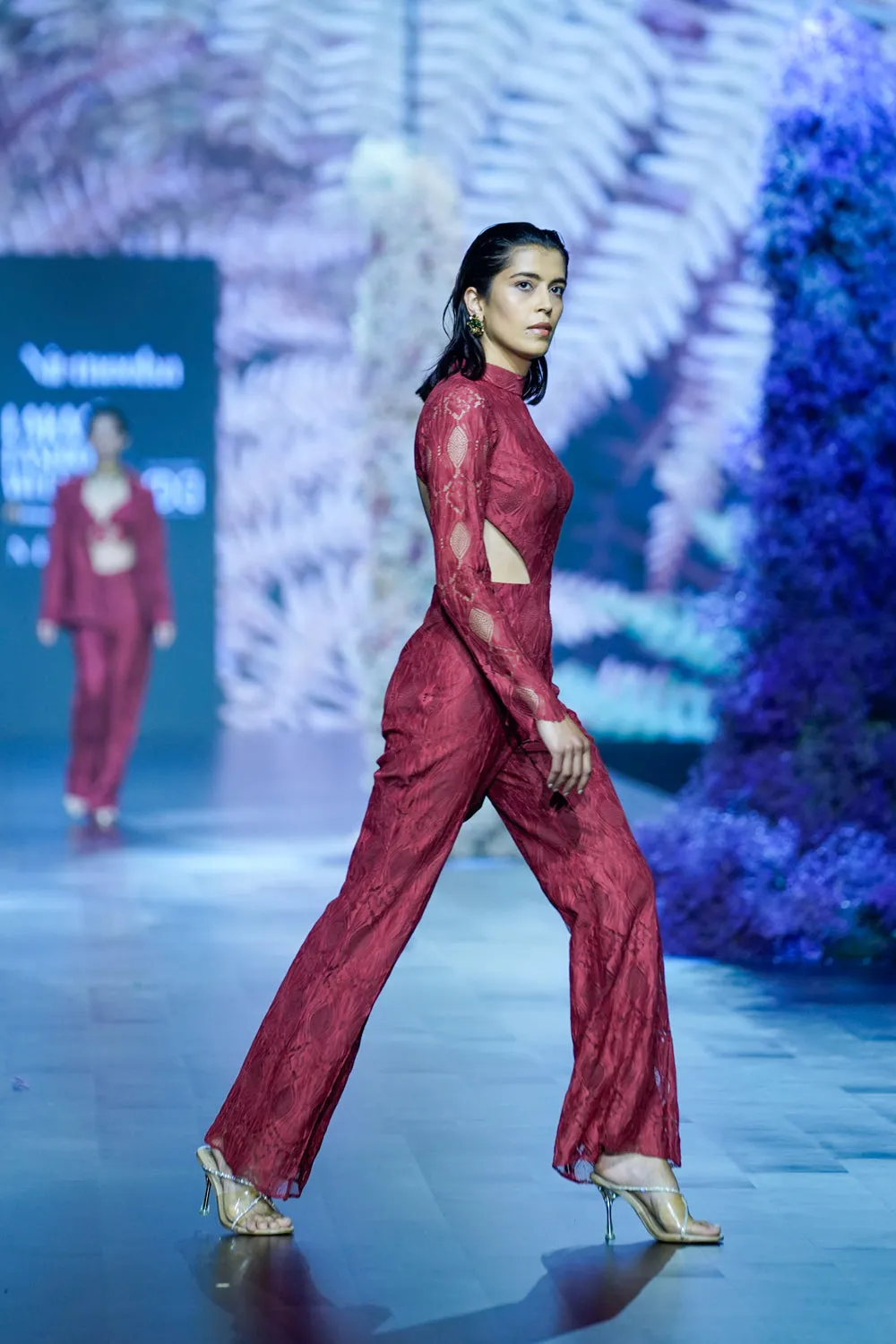 Floral Chantilly Lace High Neck Jumpsuit