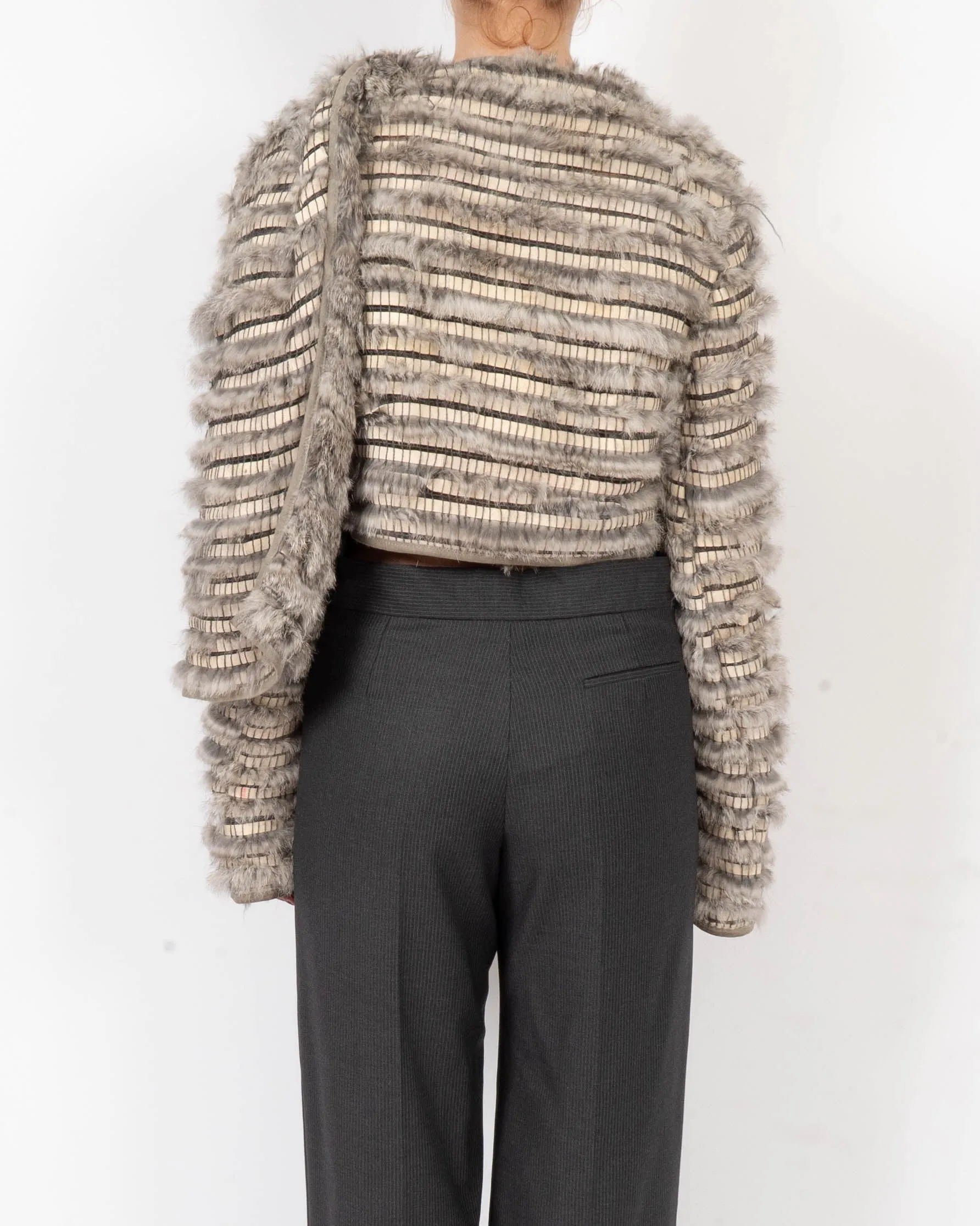 FW06 Scarf Collar Fur Jacket in Grey Mink