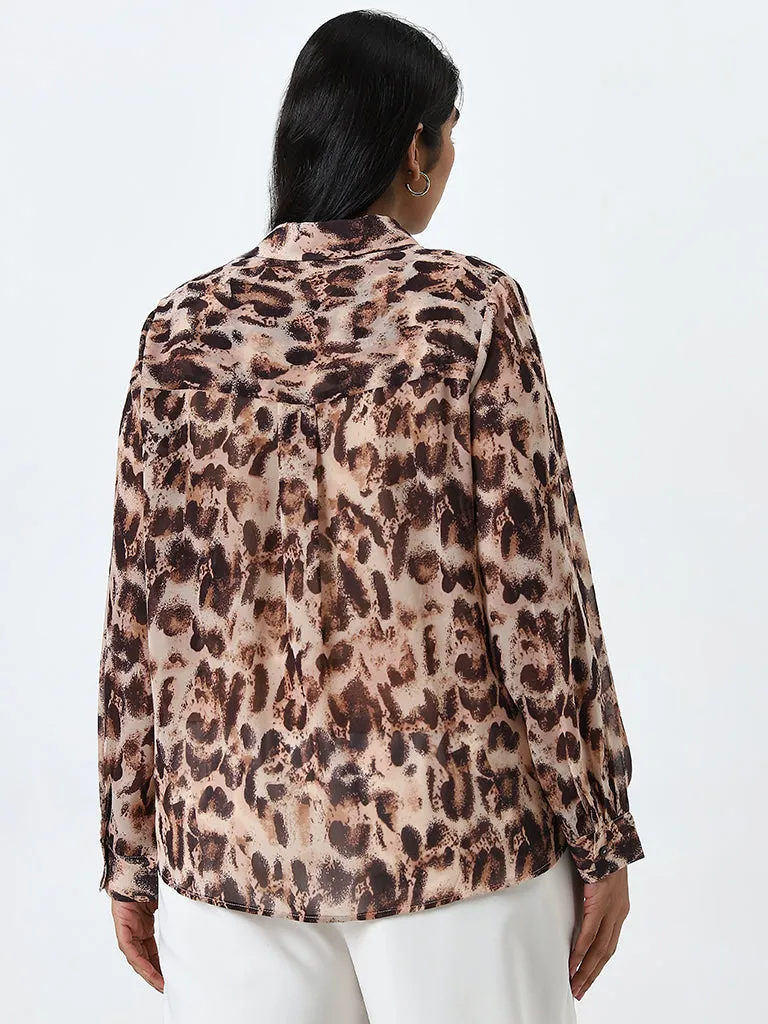 Gia Brown Animal Print Shirt with Camisole