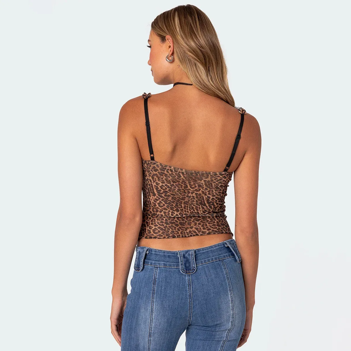 Girlary-shop 2000s fashion 2024 Summer New Women's Low Cut Slim Leopard Print Camisole Top