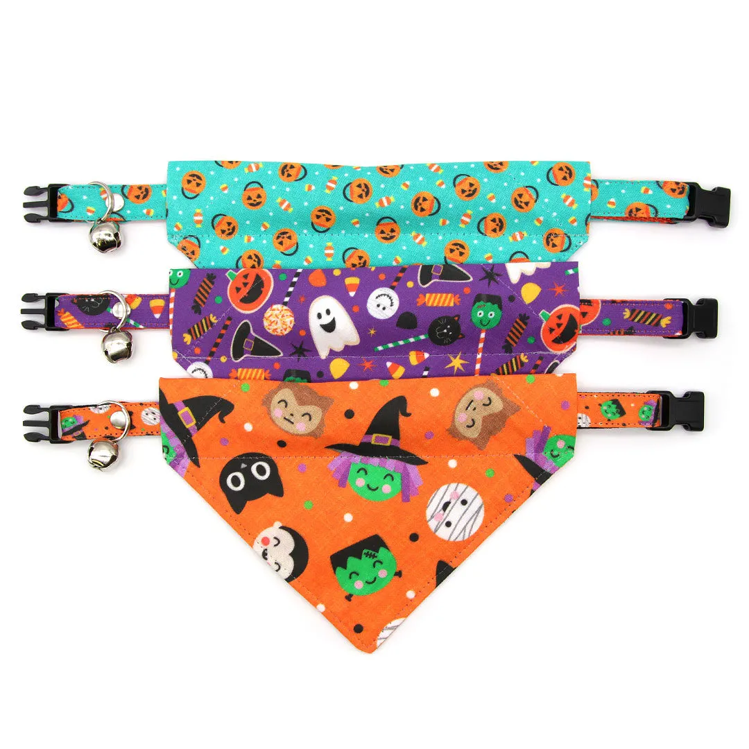 Halloween Pet Bandana - "Witch's Brew" - Bandana for Cat Collar or Small Dog Collar / Slide-on Bandana / Over-the-Collar (One Size)