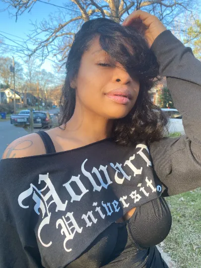 Howard University Black Super Crop or Crew Neck Long Sleeve Black T-Shirt