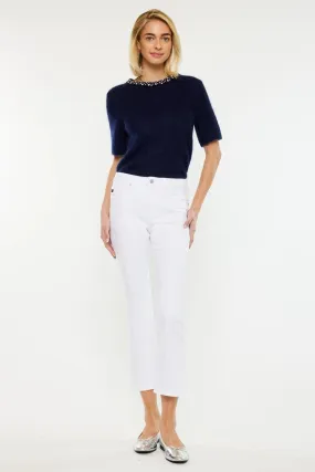 Kancan High Rise White Kick Flare Jeans